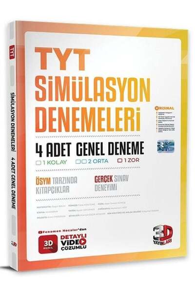 Aydın Yayınları 3D Yayınları YKS TYT Simülasyon 4 Genel Deneme Video Çözümlü ...