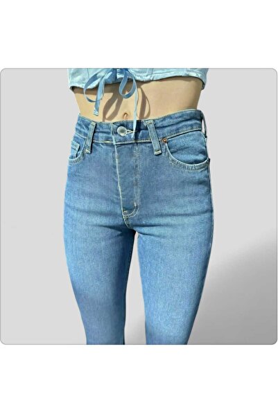 LİMABEL Pantaloni din denim cu picior evazat albastru mediu Blugi evazați cu talie înaltă (extra confortabili)