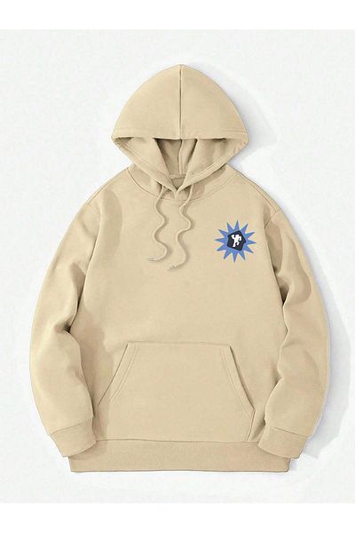 aynewmoda Solitude Chicago Ecru Oversize Hooded Sweatshirt - Front and Back Printed Hoodie