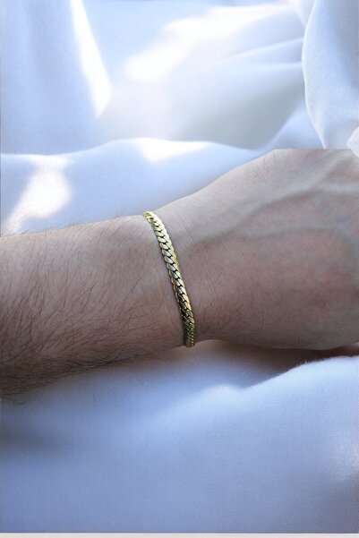 JAMELYACCESSORY Men's Bracelet - Steel, Gold Color, 15cm, 5 Extension
