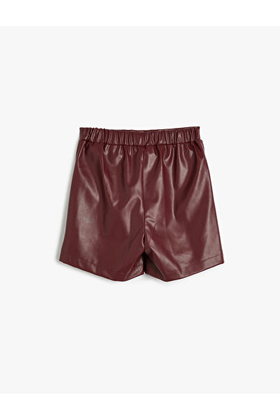 Koton Leather Look Double Breasted Shorts Skirt - Elastic Waist