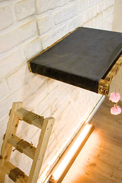 BUSHOP Cat House Cat Ladder and Cat Bed Set Right Left Compatible Antique Wall Mounted Cat Hammock