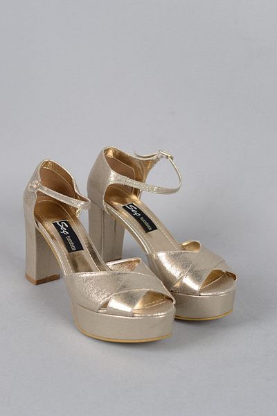 SEÇ KUNDURA Seç 473 - Pantofi de rochie de seară cu platformă pentru femei aurii (8,5 cm)
