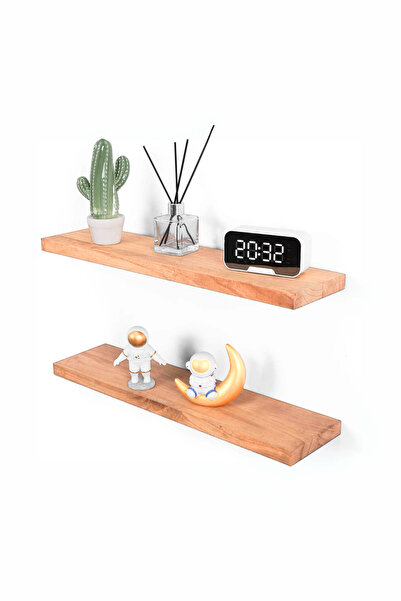 BUSHOP Ahşap Duvar raf 2li Set Çok amaçlı duvar deokratif ahşap raf düzenleyi...