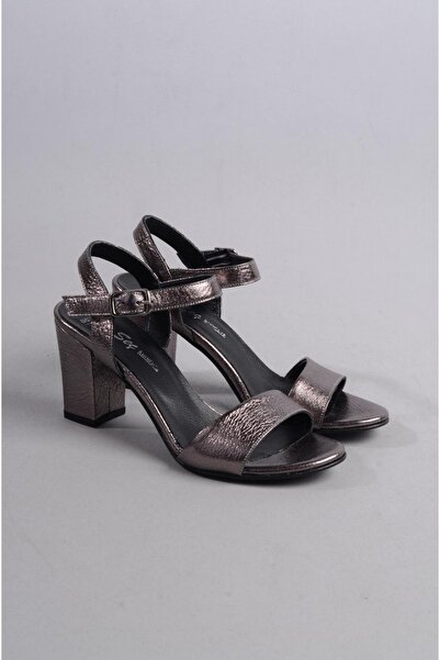 SEÇ KUNDURA SANDALE PLATINĂ PIELE VERITĂ - Bandă simplă, Înălțime toc 8,5 cm ...