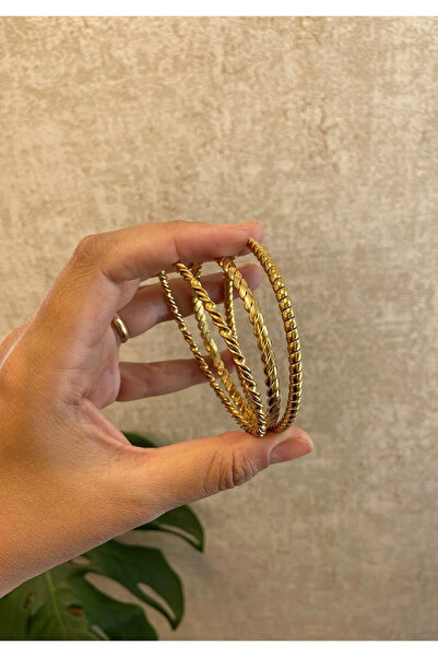 bioaksesuar Kadın Gold Renk 316L Çelik Üçlü Burma Bilezik