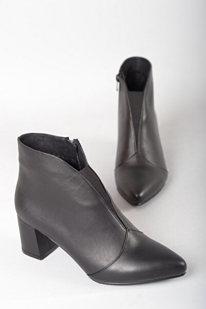 SEÇ KUNDURA SEÇ 1924 HAKİKİ DERİ TOPUKLU KADIN BOT (6cm) SİYAH