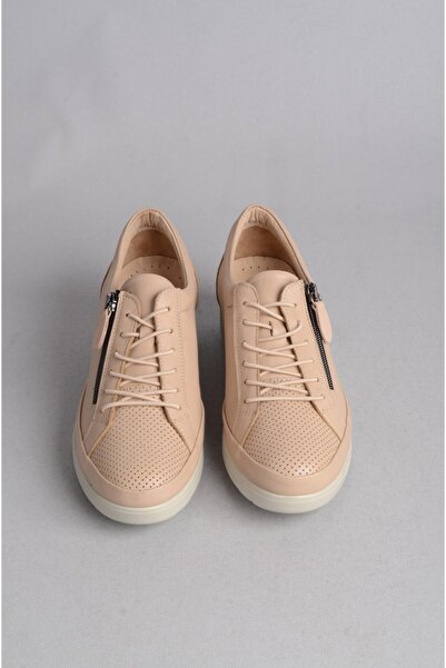 SEÇ KUNDURA PANTOFI DE DĂME BEJ CU TOC CU PANĂ PIELE VERITĂ - SEÇ N311