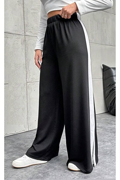 Butik Nilyam Large Size Striped Black Trousers - 21070