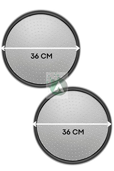 AHİR TİCARET 2 Pieces 36cm Perforated Pizza Tray Lahmacun Pita Tray 36 Cm 2 Pieces Steel Pizza Tray