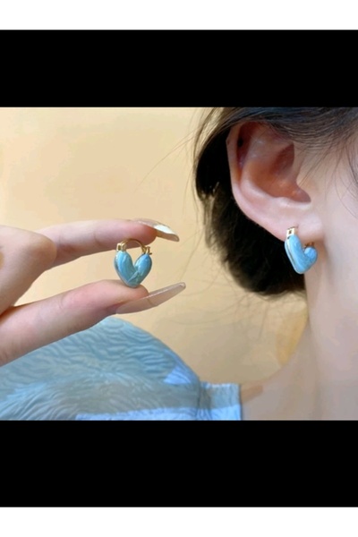 Shisa Jewel Mavi kalp kolye damla küpe kadınlar için yaz biblo lüks takı tati...