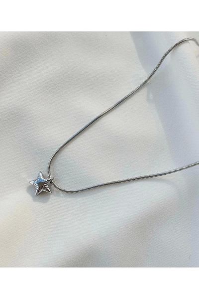 Eylülün Takısı Star Patterned Women's Silver Necklace