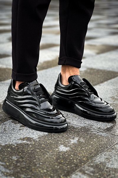 Paolo Zaccardi P295 Sollıevos - Ορθοπεδική σόλα Casual λουστρίνι ανδρικά αθλητικά παπούτσια - Μαύρο RST