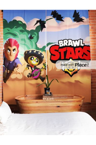 Elmas Dizayn 1. Quality 3D Digital Printed Brawl Stars - 140Cm*240Cm, Double Wings, 2 Background Curtains