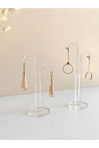 GİZEM SHOP Set of 3 Earring Stand, Plexi Organizer, Countertop Stand, Jewelry Shooting Stand Palm