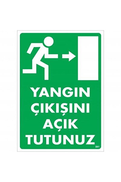Ethab Ticaret Keep Fire Exit Open Right Warning Sign 25x35 CODE:891