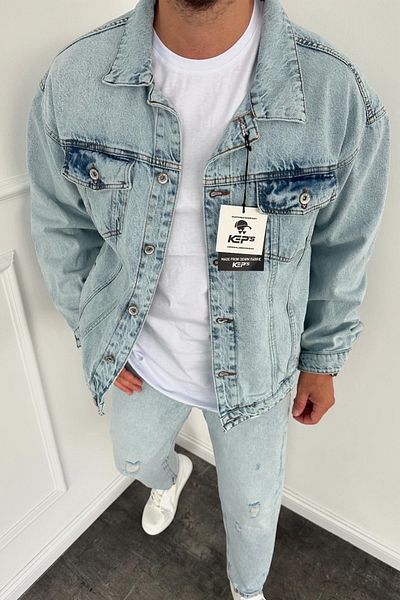 MADZEYMODA Ανδρικό τζιν πουκάμισο New Season Snow Washed Ice Blue Jean