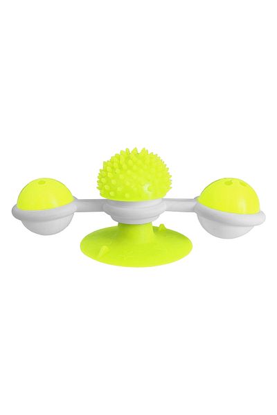 CEKAVE Suction Cup Pinwheel Ball Rotating Cat Toy 8 cm-18 cm Yellow