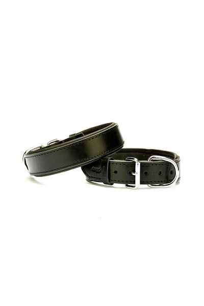 Angoravi Handmade Comfortable Leather Dog Collar 3.5X45-50 cm Black