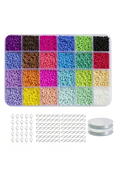 NATRES HOBİ 24 lü Kutu Kum Boncuk Takı Yapma Hobi Seti 24 Farklı Renk Kum Boncuk