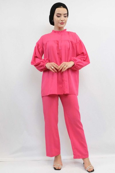 Generic Brand Fashionable Striped Robe Double Suit Pink