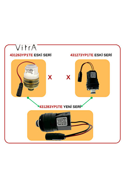 VitrA 431283YP1TE Yeni Selenoid Valf ve Somun M28x1mm 431263YP1TE+431273YP1TE YERİNE