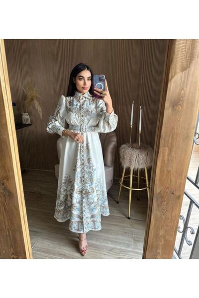 WellWay فستان قماش أطلس (يشمل الحزام)-22326