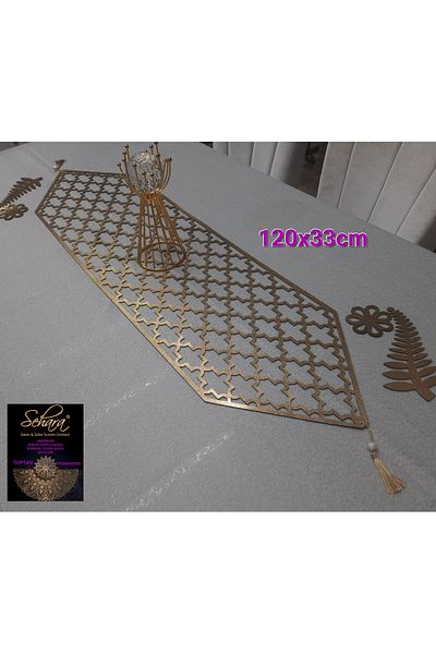 SEHARA Σύνολο 5 Τεμάχια - 1 Runner/120x32cm/δερματίνη/χρυσό φύλλο (2 ΦΥΛΛΑ, 2 ΜΟΤΙΦ ΛΟΥΛΟΥΔΙ ΔΩΡΟ)