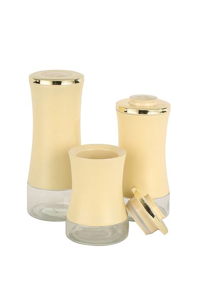 Vitale Mustard Color 3-Piece Glass Jar Set - Storage Container