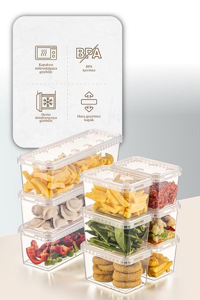 Vienev Clear 9-Block Refrigerator and Deep Freezer Leak-Proof Storage Container - 1.4 Lt-0.7 Lt