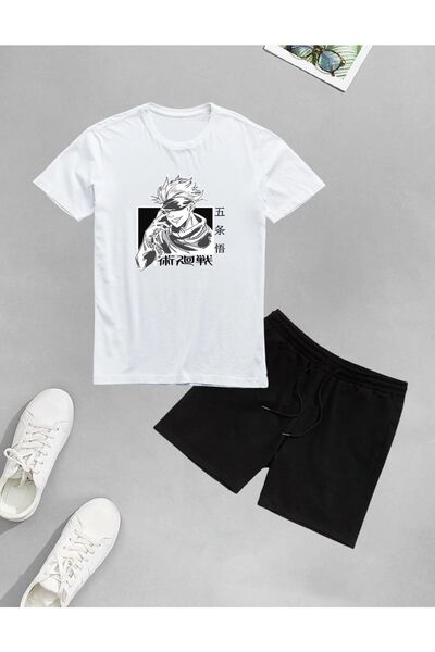 AY MONTANA TRENDY NOW Unisex Satoru Gojo Printed Shorts-T-shirt set