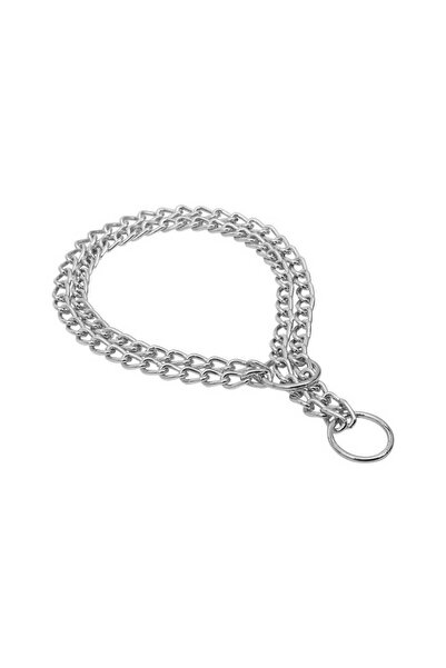 BilfolD طوق كلب بسلسلة خنق مزدوجة الصف من سلسلة التدريب - كروم 2.5 × 35-45 سم