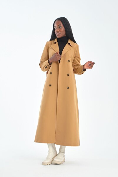 Soydan Güner Su Geçirmez Kırışmaz Uzun Trençkot Camel ( 135 Cm) 3920