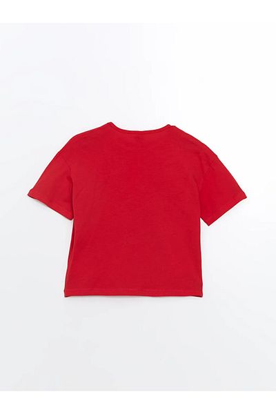 LC Waikiki Lcw Kids Red Crew Neck Ataturk Printed Girl's T-Shirt