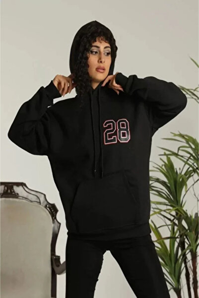 mzpkartan سويت شيرت مطبوع بقلنسوة للجنسين من إيدوليكا - أسود