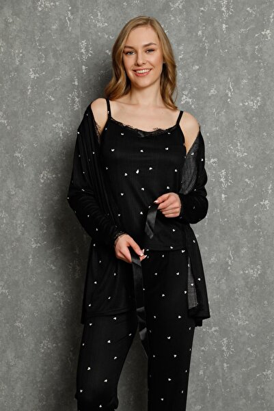 Mestore Fashion Line Women's 100% Cotton 3-Piece Dressing Gown Pajamas Suit 1...