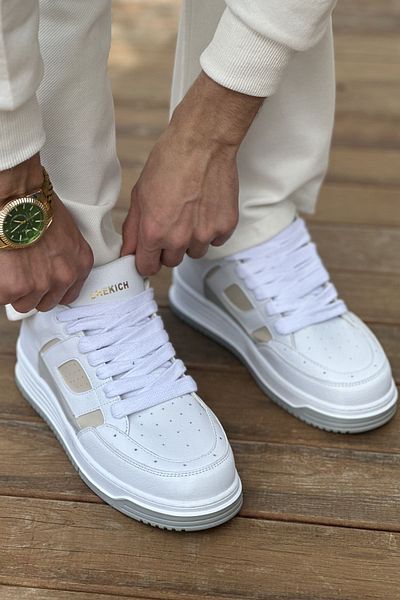 Paolo Zaccardi P2410 Avax Ανδρικό Sneaker - Ορθοπεδική σόλα, Casual Skin, Λευκό/Κρεμ CBT
