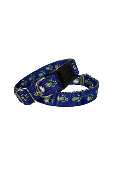 Wovna Dog Collar Paw Woven 2 cm - Min: 30 cm - Max: 50 cm Dark Blue