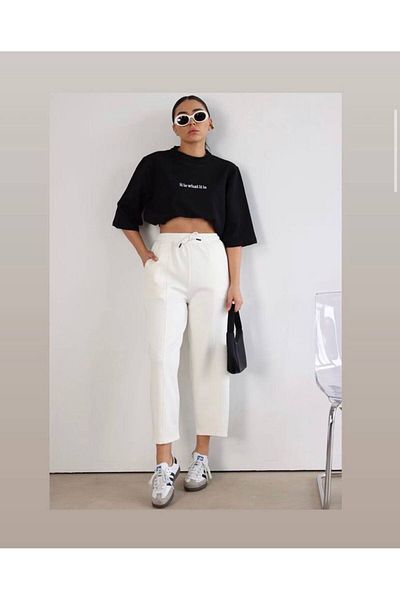 DUSOHOME Pantaloni de trening din material modal cu cusături în talie elastică