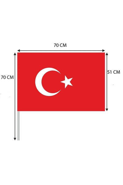 Genel Markalar 10 ADET 50X70 CM PİKMENT RAŞEL KUMAŞ SOPALI TÜRK BAYRAĞI