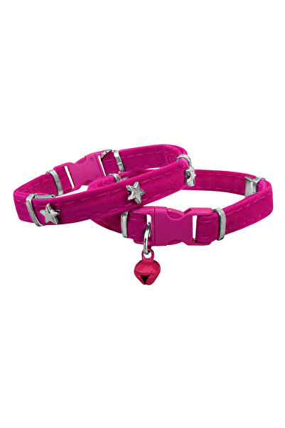 BilfolD Velvet Cat Collar with Stars 20-32 cm Pink