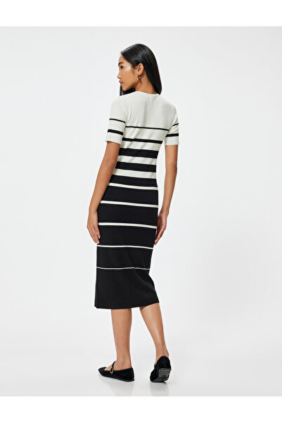 Koton Kısa Kollu Yuvarlak Yaka Midi Triko Elbise