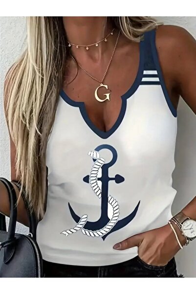 Omarı Nova Bazaar Women's Heart Neckline Printed Single Jersey Blouse