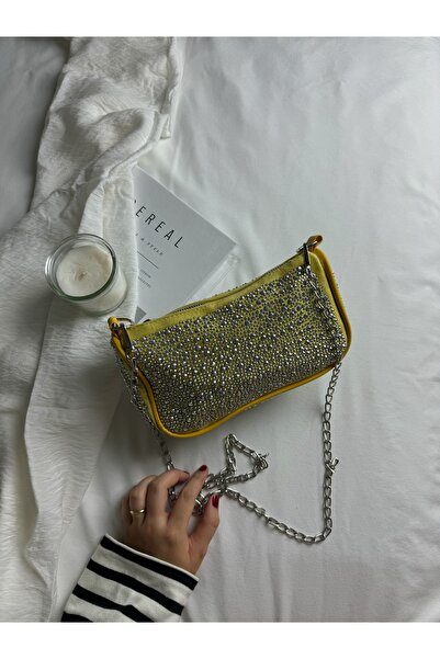 ELFCO Кам'яна модель Жовта срібна жіноча сумка на руці та плечі