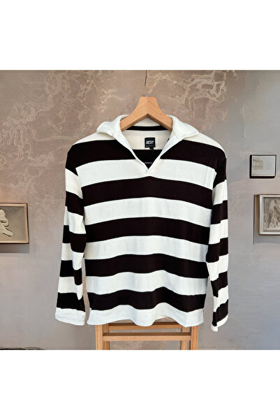 Hazhers Мъжки раиран суитшърт с голям размер