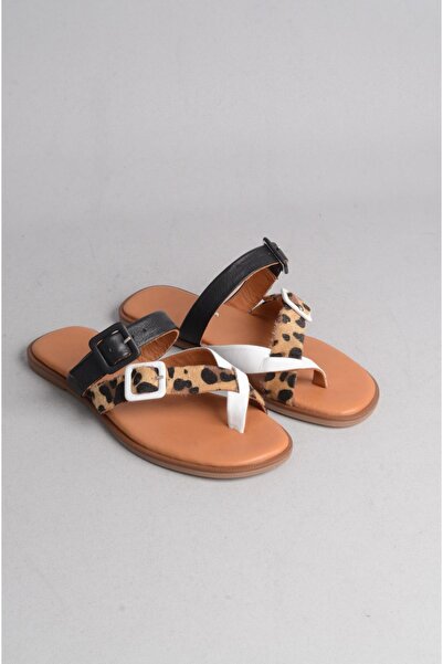 SEÇ KUNDURA SEÇ 014 Genuine Leather - Flip-Flops White-Black