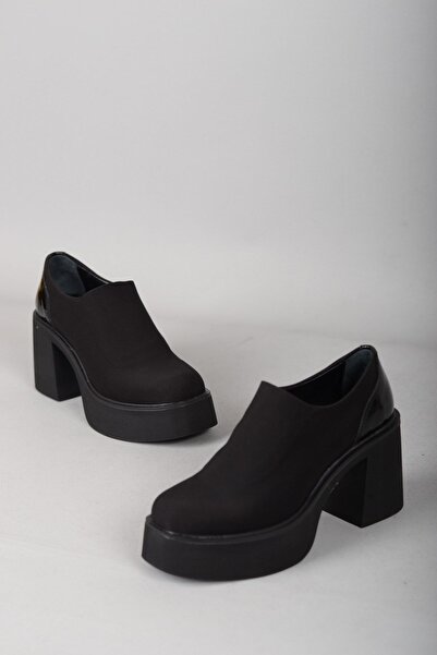 SEÇ KUNDURA 20648 PANTOFI CU TACĂ CU PLATFORMĂ ELASTICĂ (8,5cm) NEGRU