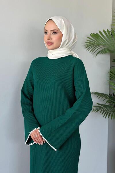 Şule Giyim Zeynep Triko Elbise Zümrüt