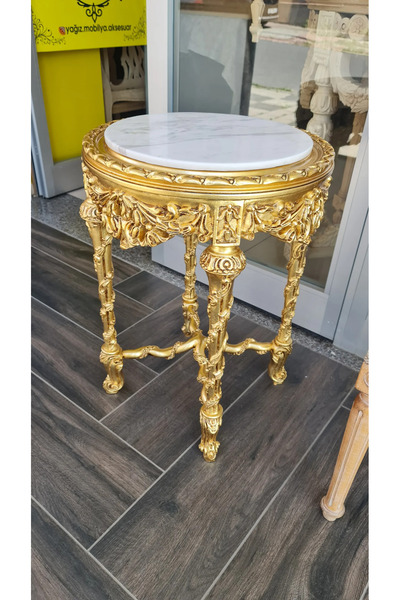 EL YAPIMI Sarmaşık Oymalı Yan Sehpa