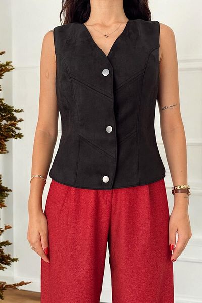 Ravencia Black Suede Women's Vest - Premium Quality